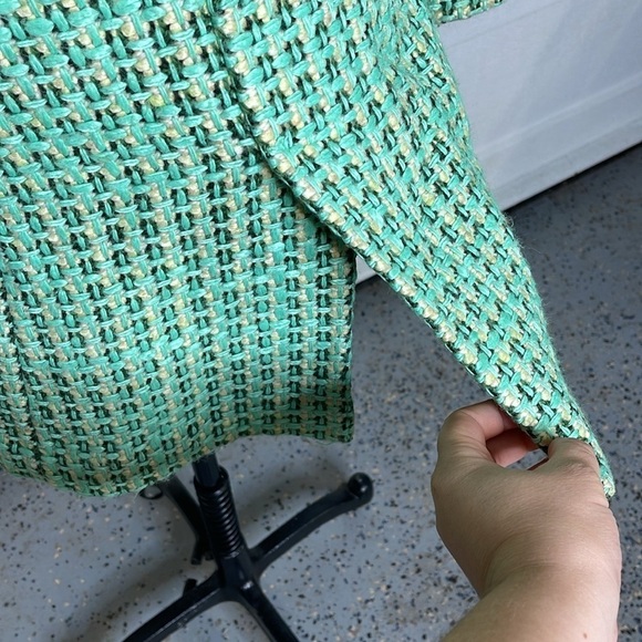 Tibi Size 6 Green Wool Blend Tweed Coat - Picture 8 of 11